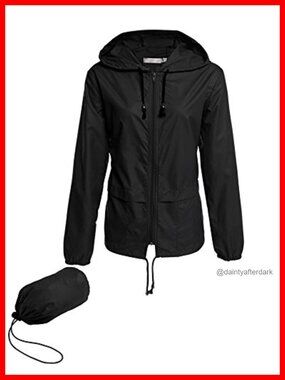 Avoogue Women's Lightweight Waterproof Packable Rain Jacket Hooded Windbreaker